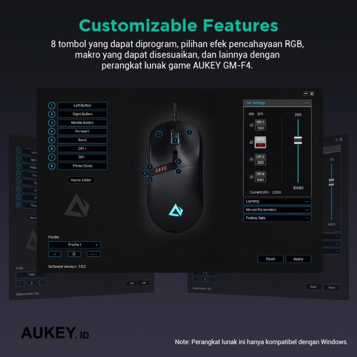 Aukey Mouse Knight Gaming RGB Wired - 10000 DPI- 500693 - GM-F4