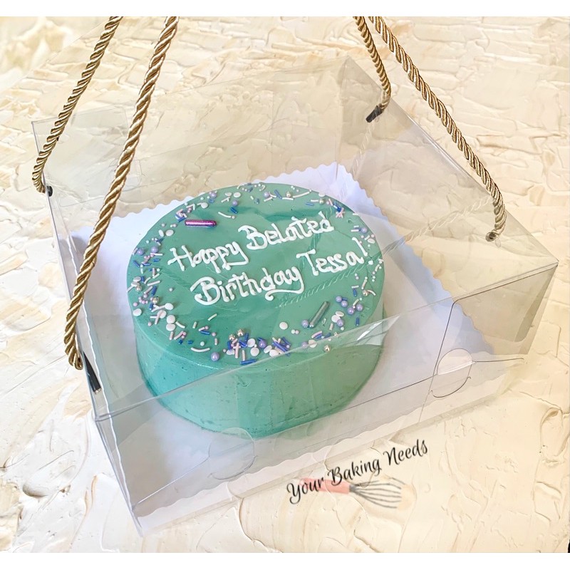 

Box Mika Kotak Transparan Handle Tali / Kotak Kue Mika Korean Cake / Dus Kue Hampers