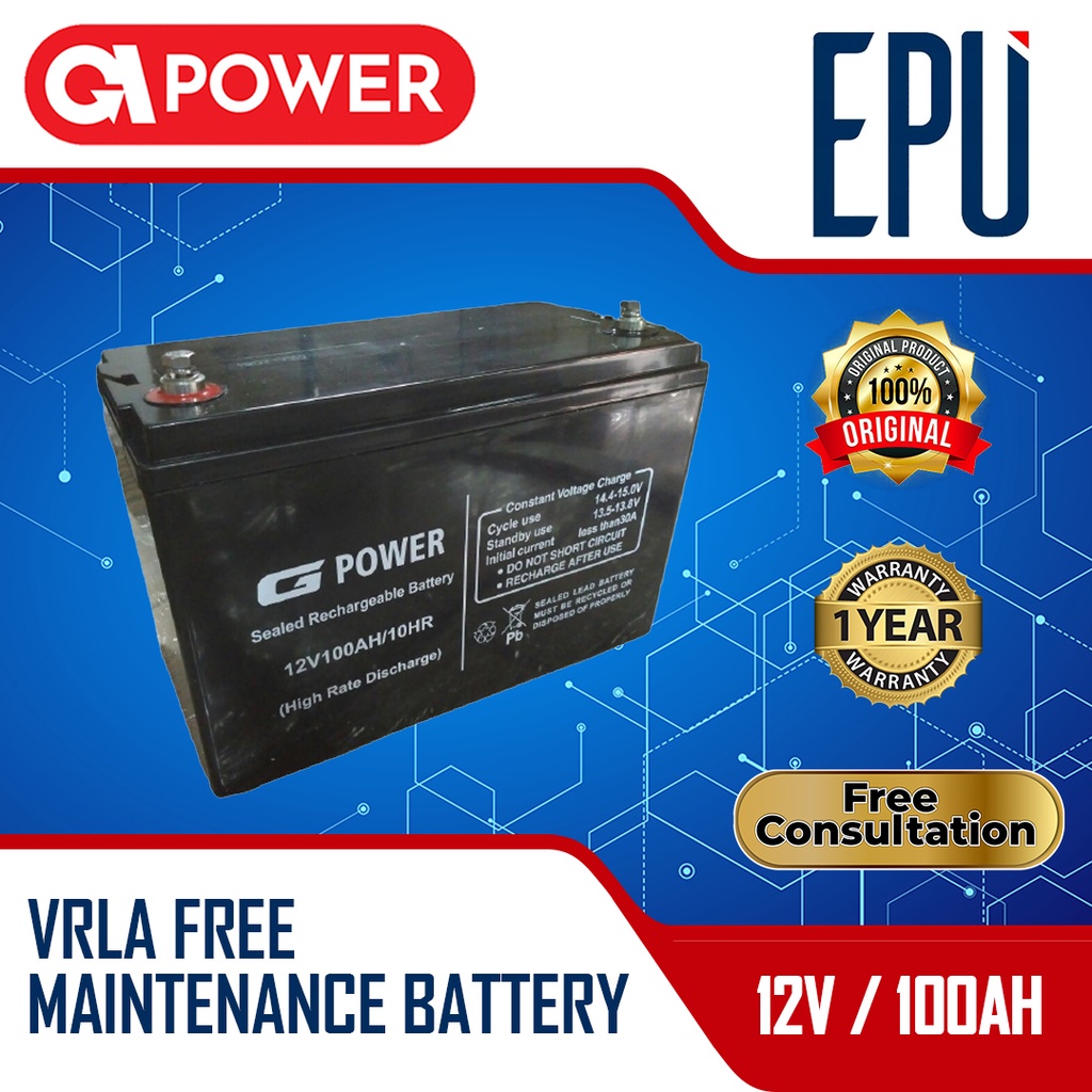 Aki UPS Gpower 12V - 100AH - Battery UPS Baterai UPS Accu UPS Aki VRLA