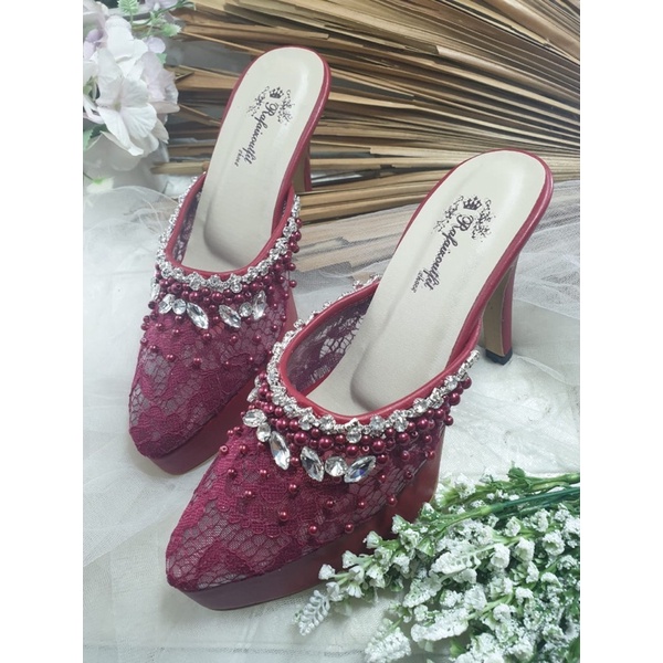 sepatu syantika merah Maroon 12cm