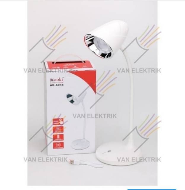AOKI AK-6046 Lampu Meja Belajar 3in1 Cas Emergency Lamp Rechargeable