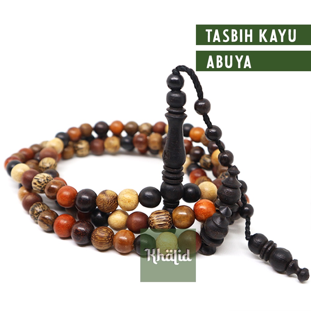 TASBIH KAYU ABUYA KOMBINASI 9 KAYU / 99 BUTIR / 8 MM / 100% ASLI FREE KOTAK