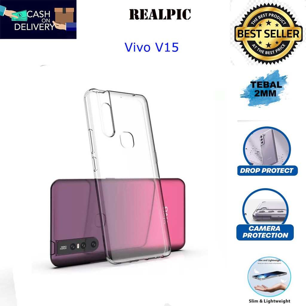 Case Vivo V15 Casing Clear HD KETEBALAN 2MM BENING TRANSPARAN TPU Premium Softcase