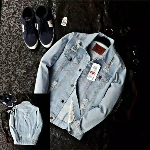 Jaket Jeans Denim Premium Wanita All Size - Jumbo Oversize - Sandwash Muda Jaket Wanita sobek