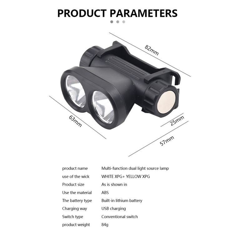 Senter Kepala 2 Led Putih dan Kuning Bluid Baterai Anti Air Waterproof