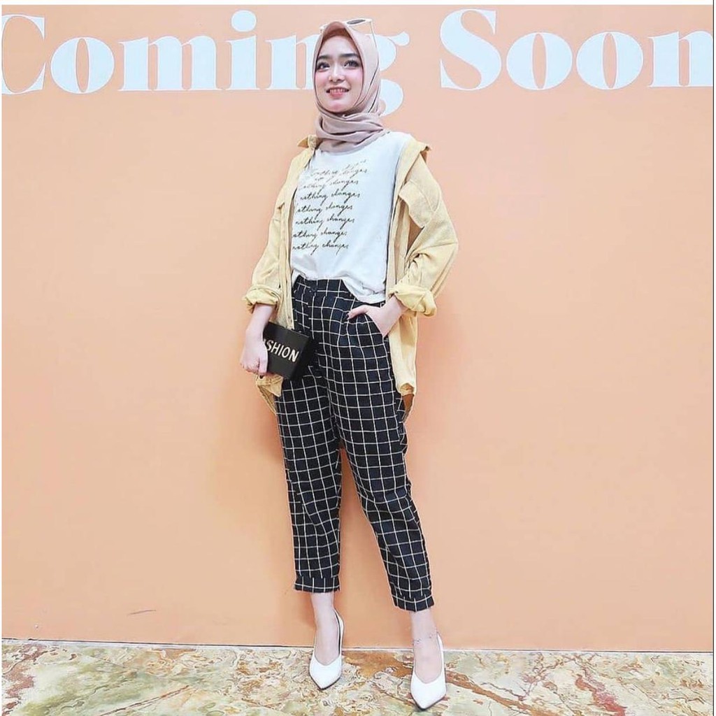 COD ZOYA SQUARE PANTS | CELANA BASIC TARTAN SQUARE | CELANA HITS SELEBGRAM