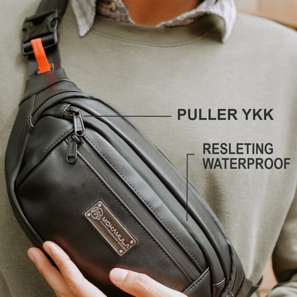 Waistbag Pria Tas Pinggang Kulit Synthetic Premium - Snapper Mokamula