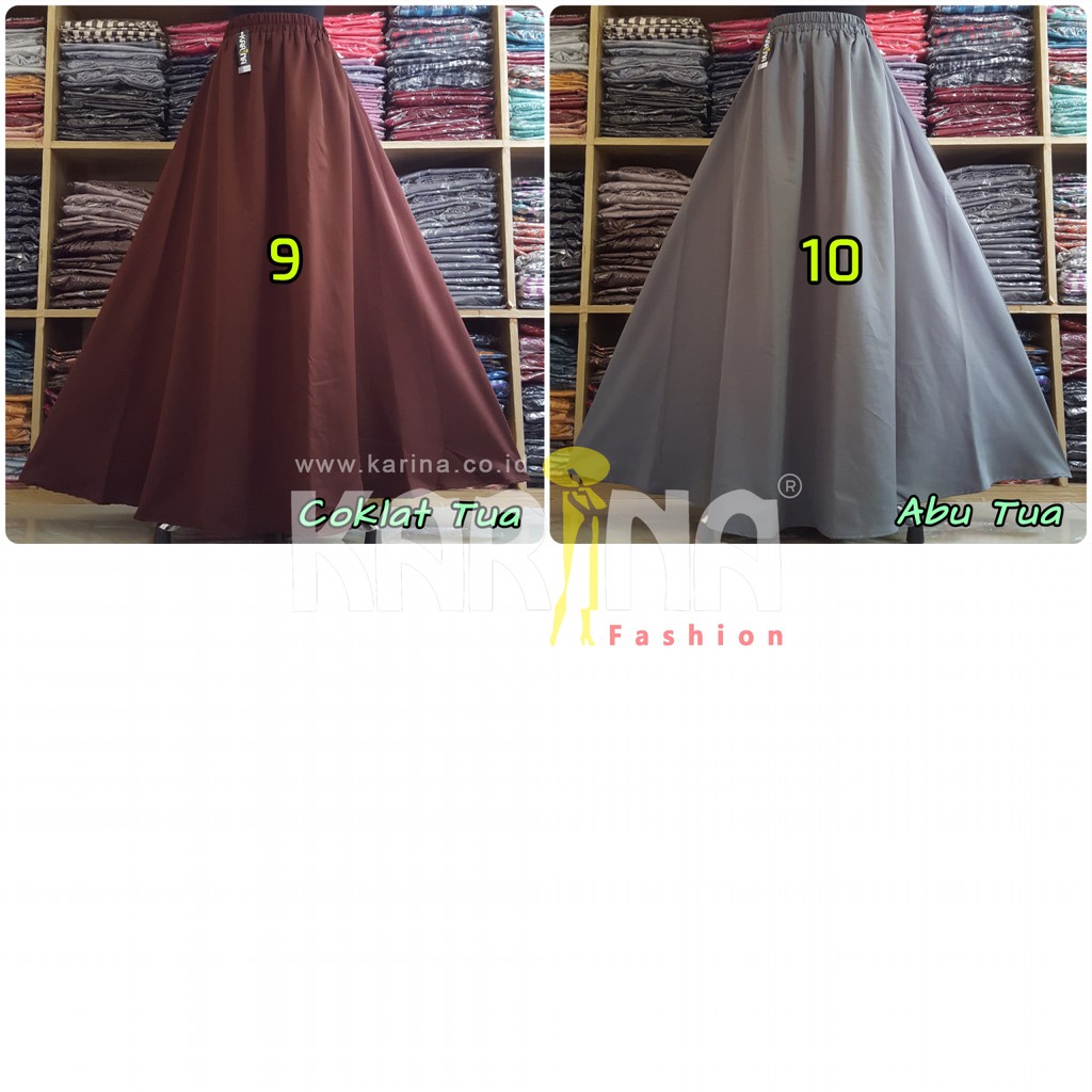 Rok Polos Panjang Baloteli Balotelli Skirt Lebar Wanita Full Karet (Produsen Rok Wolfis Amunzen)