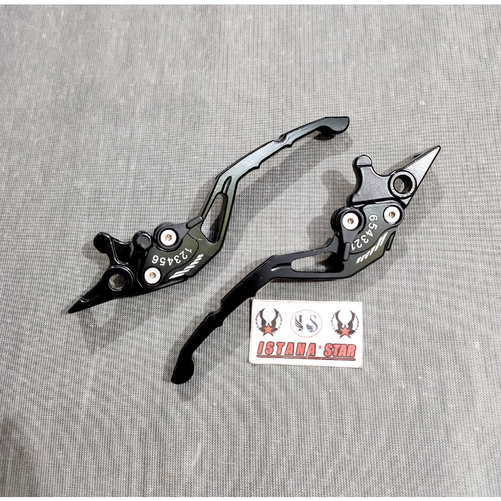 Handle Rem Kiri Kanan Yamaha NMAX Model Stelan - Handle Sisik Stelan Nmax Full CNC/hitam