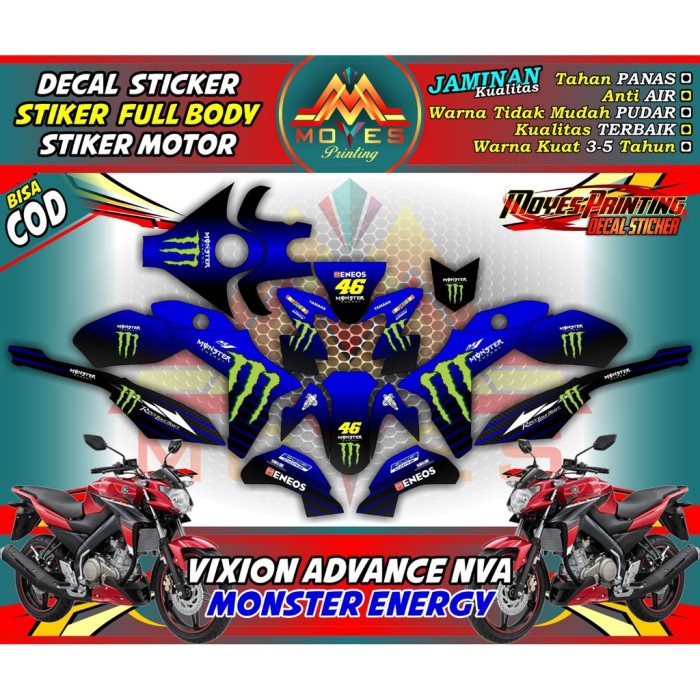 BISA COD/BAYAR DITEMPAT. Decal Vixion Advance NVA variasi Biru spec B