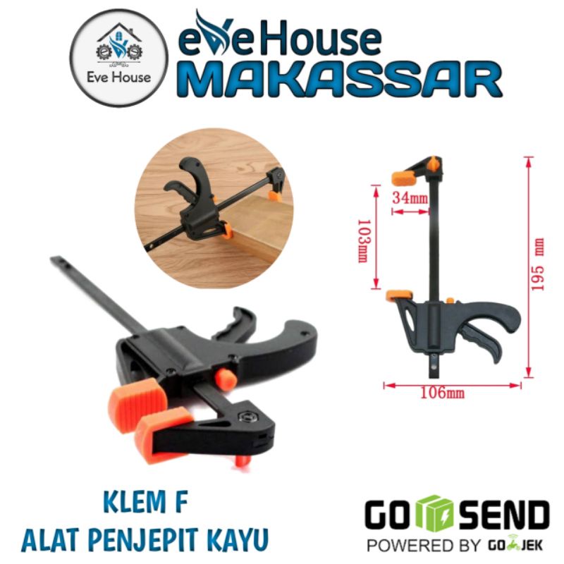 Makassar V107 clamp kayu alat pertukangan klem F penjepit kayu