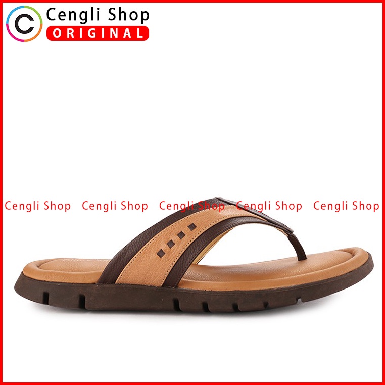 SANDAL JEPIT KULIT ANDRE VALENTINO PRIA ORIGINAL CASUAL COKLAT AVM07