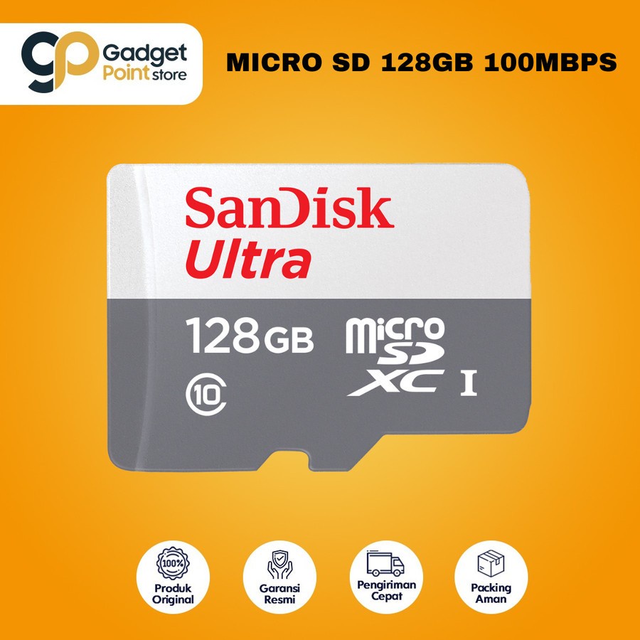 Memory 128 gb | SanDisk Ultra Micro sd CL10 128GB 100MB/s No Adapter - Garansi Resmi