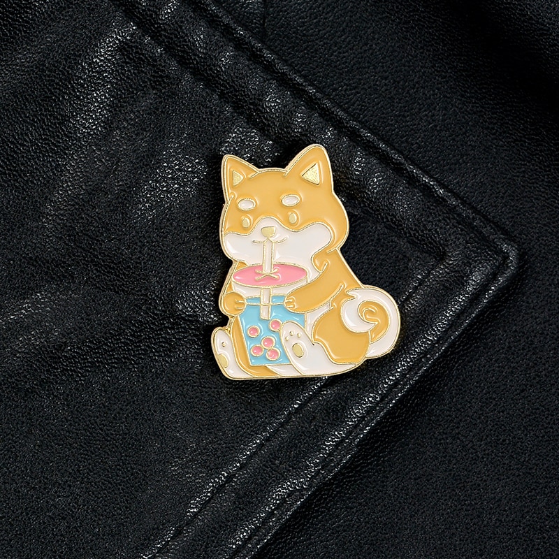 Bros Pin Enamel Bentuk Kartun Anjing Shiba Inu Untuk Hadiah Anak