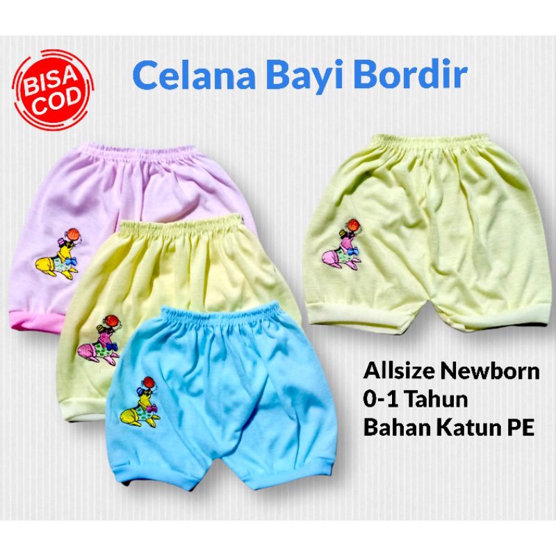 12Pcs Celana Pendek Bayi Murah Polos Bordir Halus Adem Unisex Harga Grosir