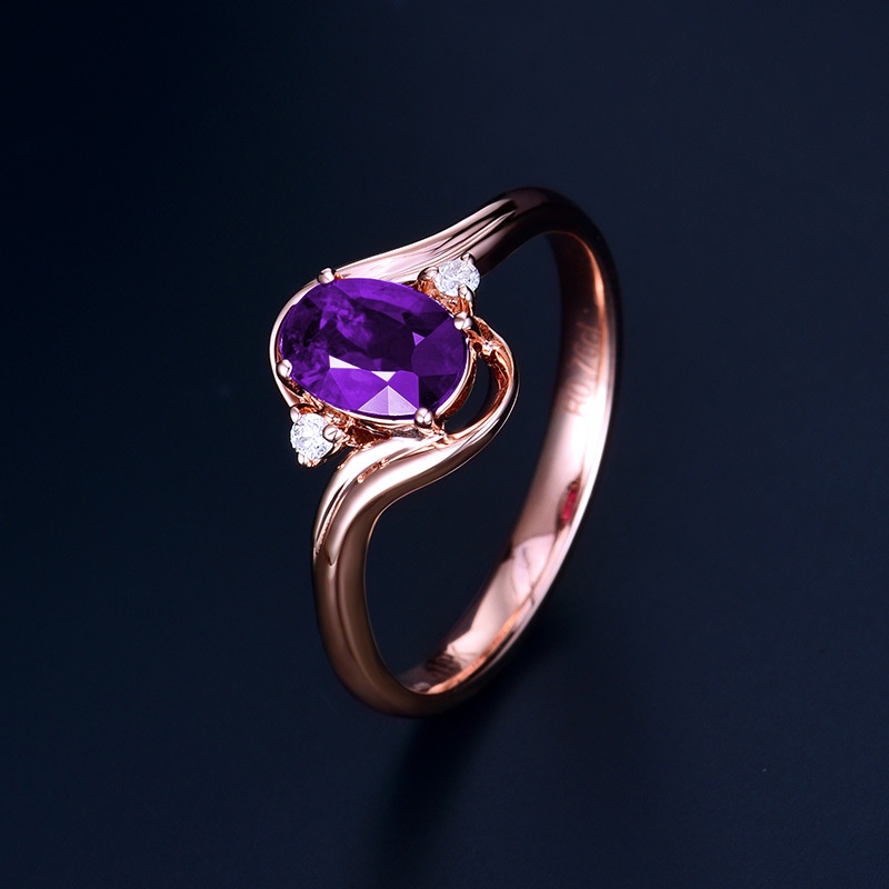 Simple Fashion Trend Amethyst Rose Gold Ring