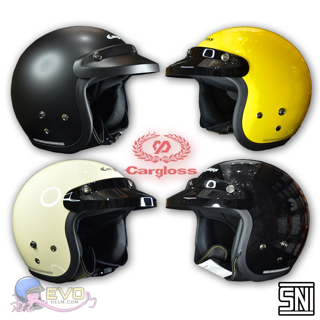 HELM CARGLOSS ORIGINAL CFM RETRO ARMY HALF FACE - BLACK DOFF / BLACK METALIC / CREAM METALIC / GREEN DOFF / YELLOW METALIC / YELLOW DOFF / RED MARRON DOFF / RED MARRON METALIC / SLIDE ICE BLUE / JZ GREEN / BRILIAN ORANGE / WHITE / BROWN DOFF (ONGKIR 1KG)