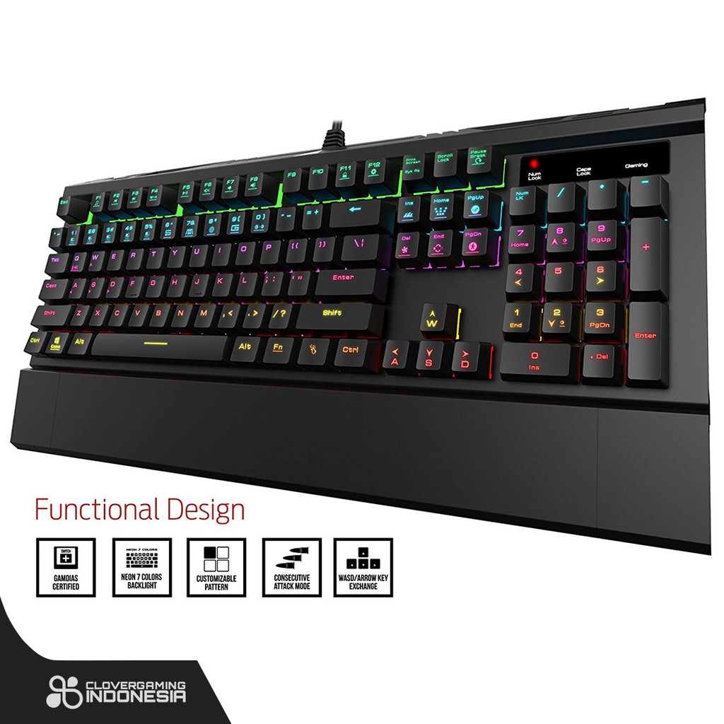 Gamdias Keyboard Hermes GKB3000 RGB - Mechanical Gaming Keyboard