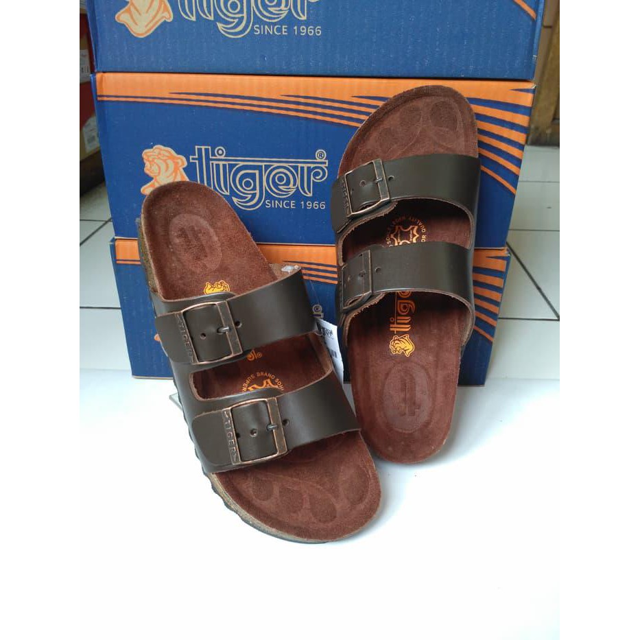 SANDAL KULIT CLASIC TIGER SB 16 COKLAT FULL ORIGINAL