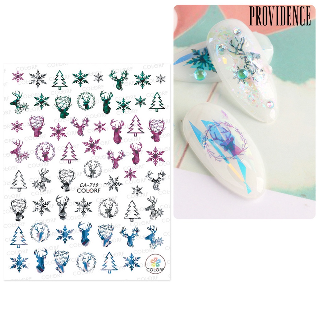 Providence Nail Sticker Christmas Patterns Non-Fading Colorful Winter Xmas Nail 3D Christmas Elk Sliders for Manicure