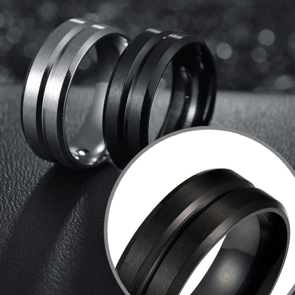 Preva Cincin Pria 8MM Perhiasan Perak Matte Kesederhanaan Baja Titanium