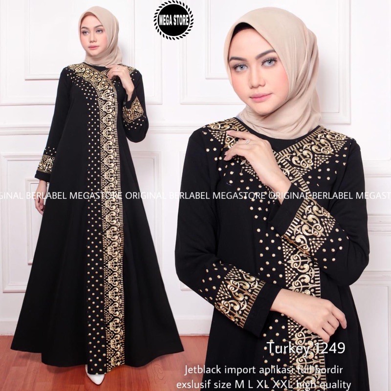 Gamis Abaya Jetblack Turkey 1249 Berlabel Ori Mega Store High Quality