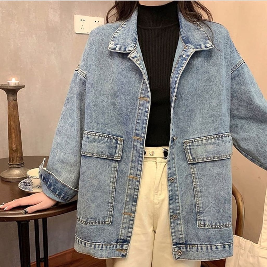 JAKET WANITA JENNIE JEANS OVERSIZE KOREAN STYLE TERBARU