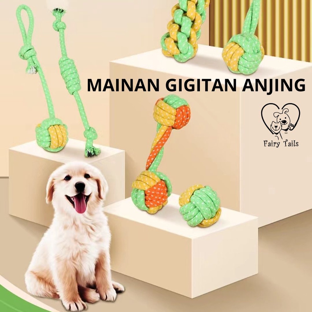 Mainan Gigit Gigitan Anjing Anabul Tali Tambang Bola Rajut / Tug of War Rope Ball Toy for Dog Pet