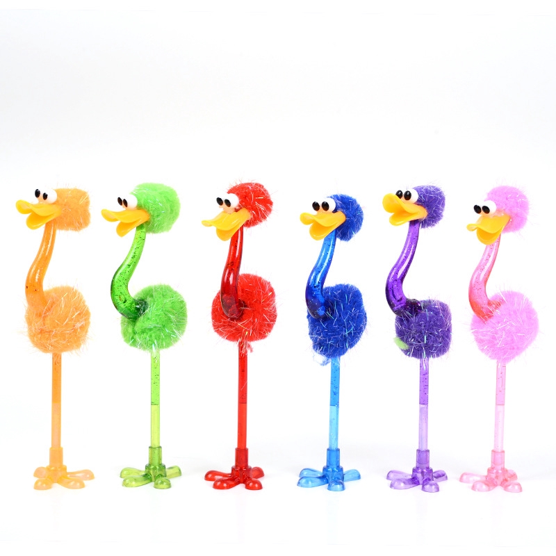 Qs 6pcs Korea Kreatif Kartun Lucu Burung Unta Ballpoint Minyak