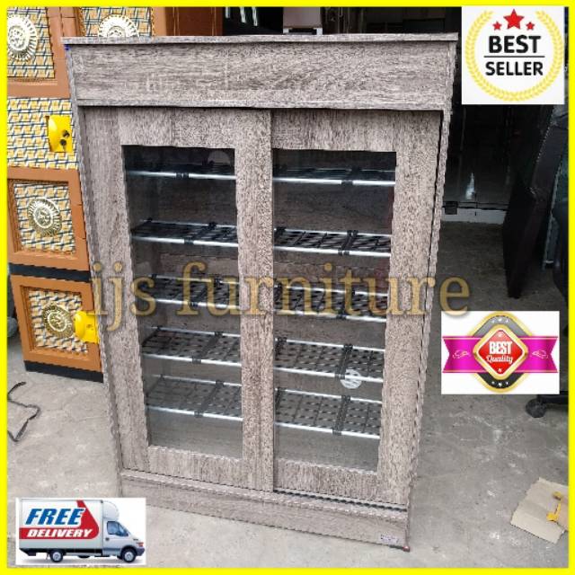 Lunar Rak  Sepatu  2 Pintu Kaca Sleding Huga  425  Shopee 