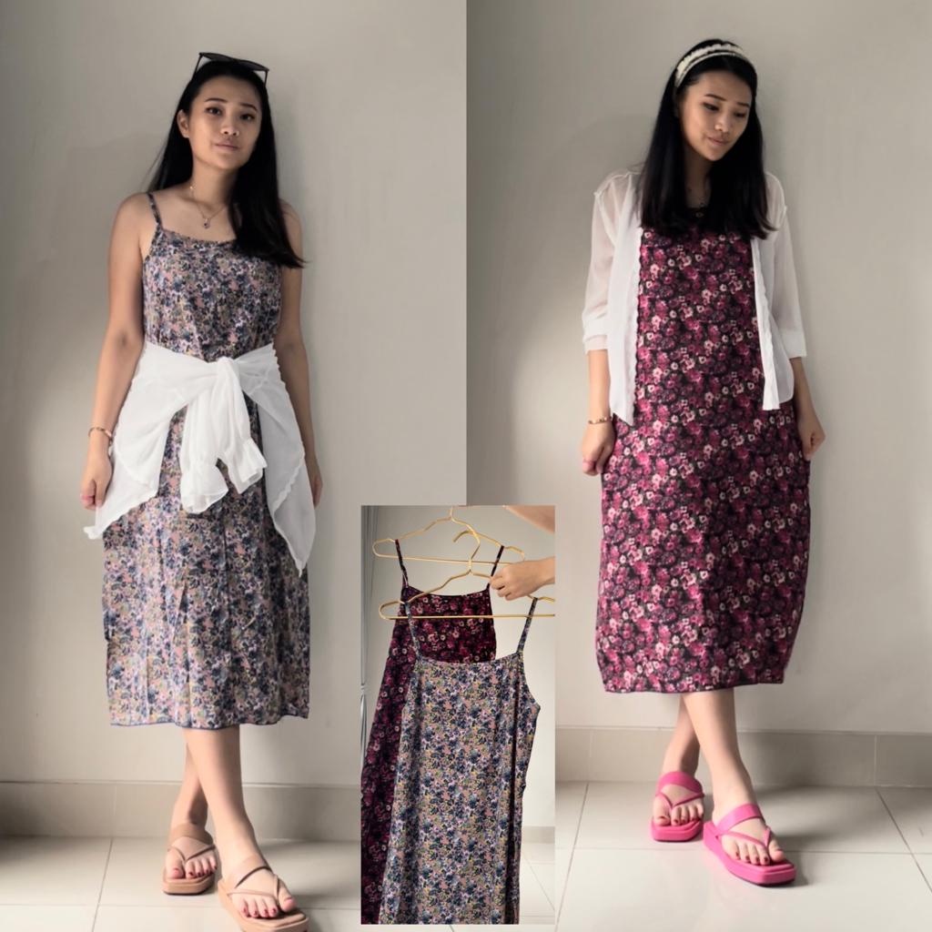 Vanesha Margaretta - 701# Dress Bunga Tanktop / Dress Korea Cantik