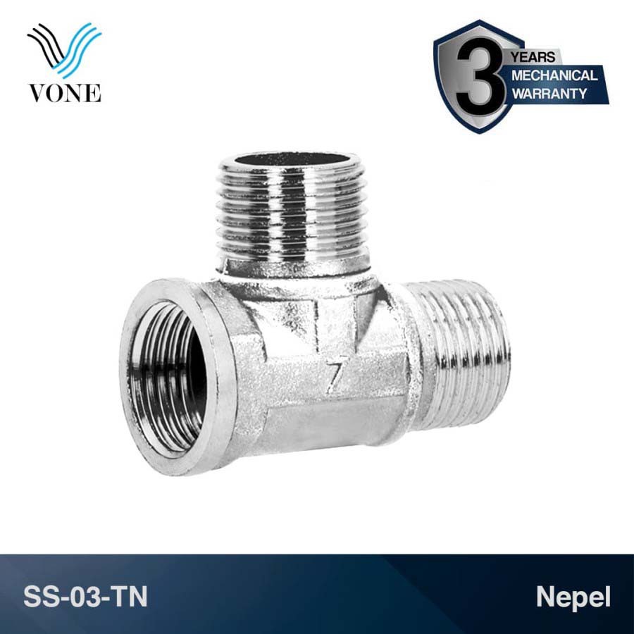 VONE SS-03-TN Nepel T 1/2" M x 1/2" M x 1/2" F Sambungan Keran Kran