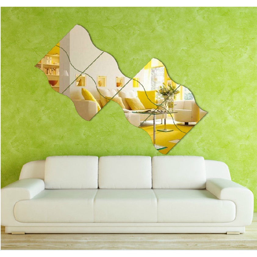 6Pcs/Set Wave Shape Mirror Wall Stickers