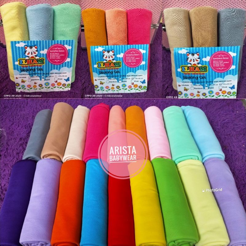 WARNA TERLENGKAP !! 3PCS Bedong bayi polos rainbow UK.JUMBO