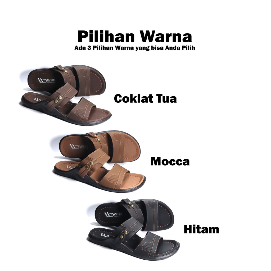 AFLAH X WIBI Sandal Slide Kulit Pria Coklat Tua Size 39 - 43 S22