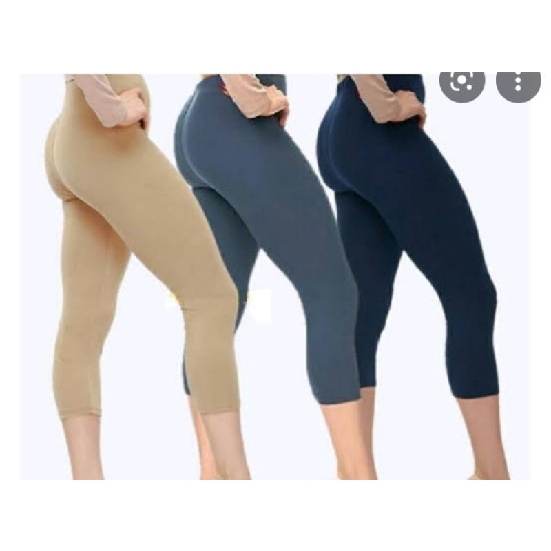 Celana Leging  Polos Ukuran 3/4 Legings Wanita Dewasa Halus Slimpit Lutut Jumbo Besar