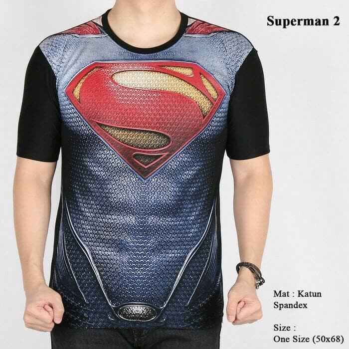 Baju Pria Kaos 3D Motif Superhero Superman
