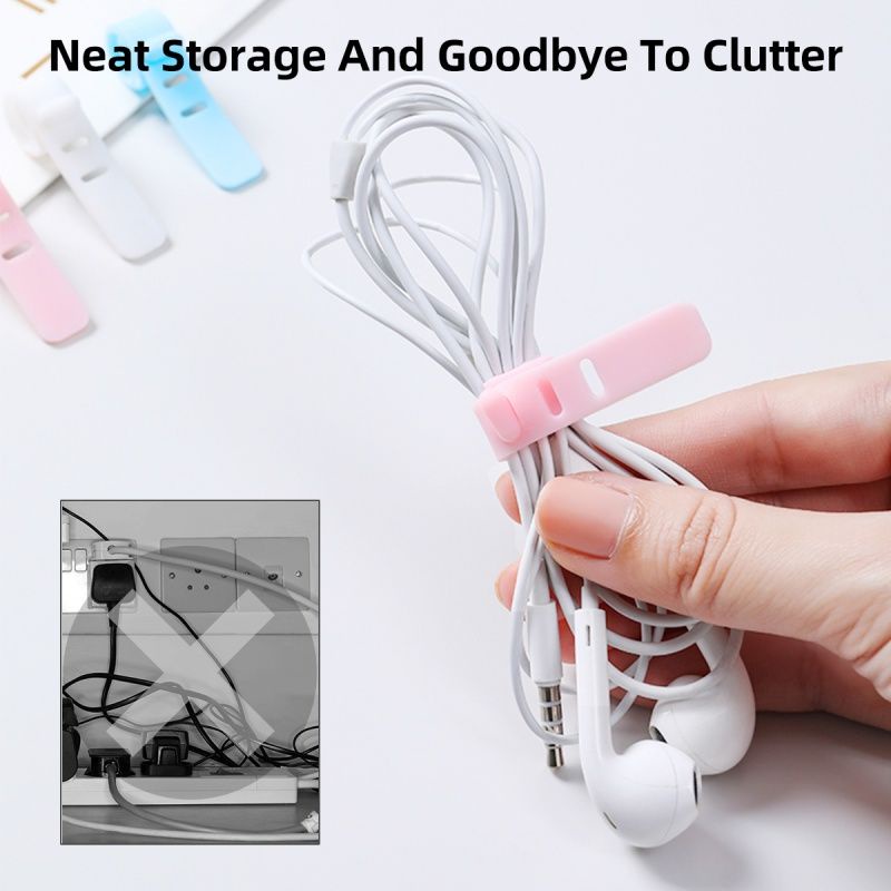 Pengikat Kabel Charger 1 Pcs Silicon H406 Kabel Organizer Cable Clip Cord Holder ACC