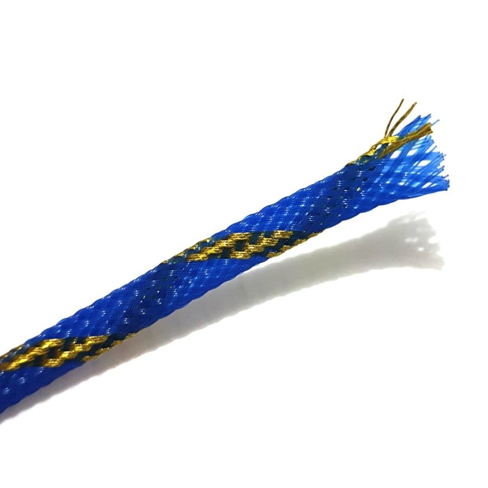Pembungkus Kabel 6 mm Biru Gold Cable Sleeve braided nylon