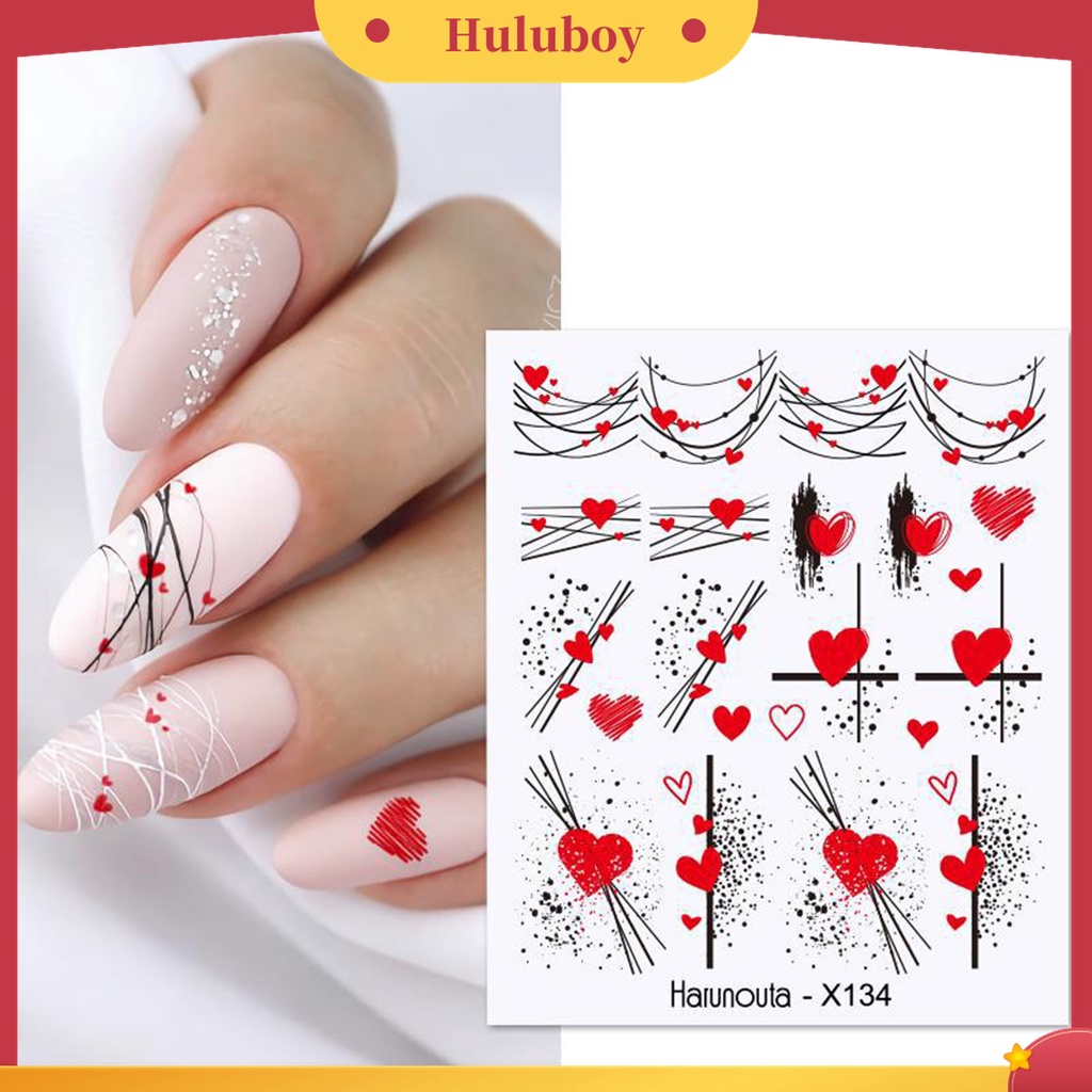 Huluboy Huluboy♡ Stiker Kuku 3D Motif Bunga Hati Untuk Manicure