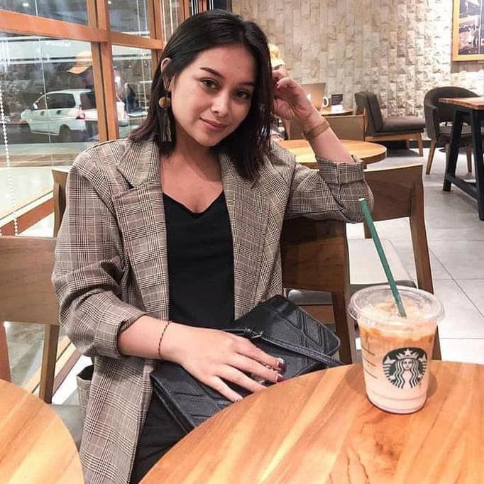 Terbaru Blazer Set Zara Blazer Import Wanita Tartan Brown Diskon