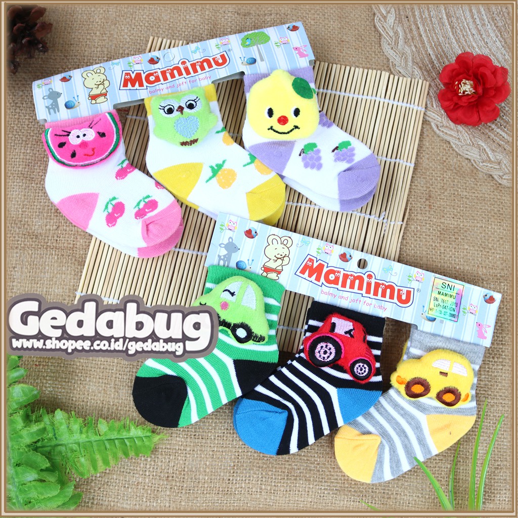 ( 3pcs) Kaos Kaki Bayi Mamimu / Kaos Kaki Boneka Newborn - gedabug