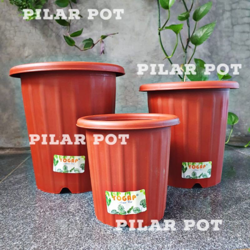 pot bunga tanaman tinggi yogap YPT 10 merah bata - bahan tebal kuat