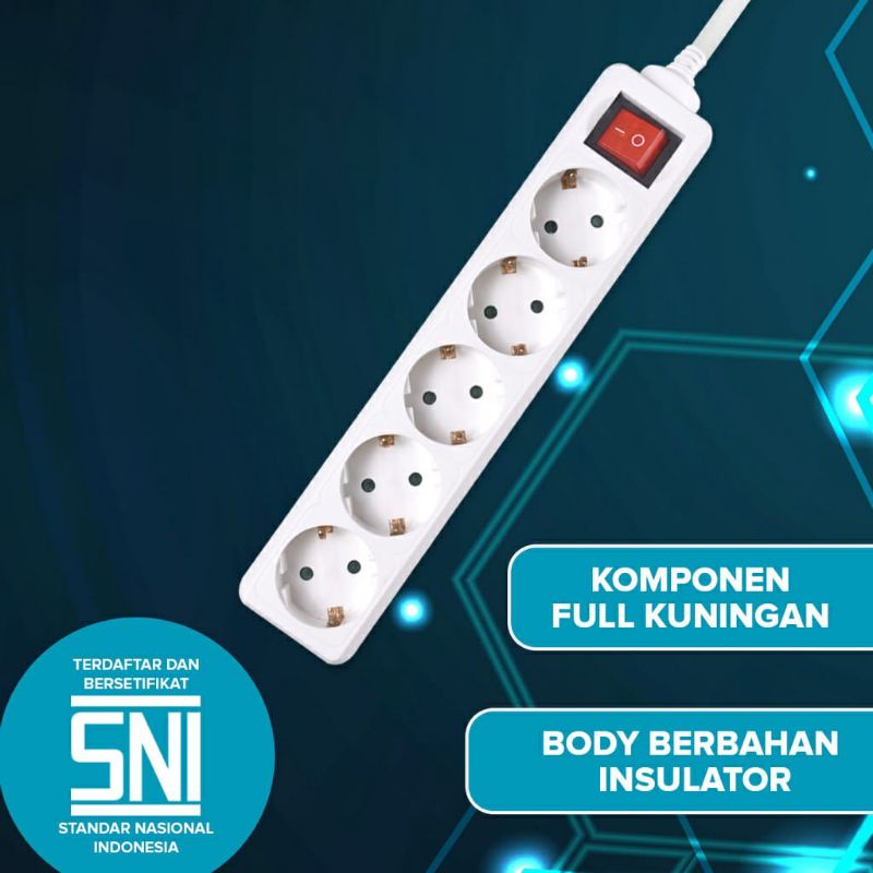 Stop Kontak 5 Lubang KENMASTER F1 Kabel 1,5 Meter Colokan
