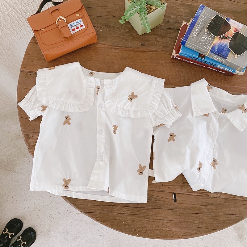 Teddy shirt set anak kemeja