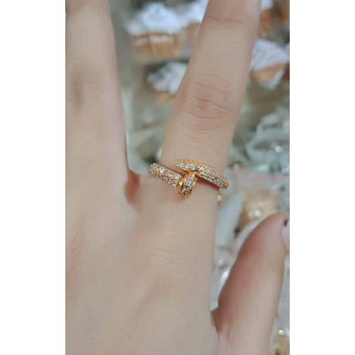 Fourfashion Cincin Xuping Motif Paku Permata Kekinian HH073