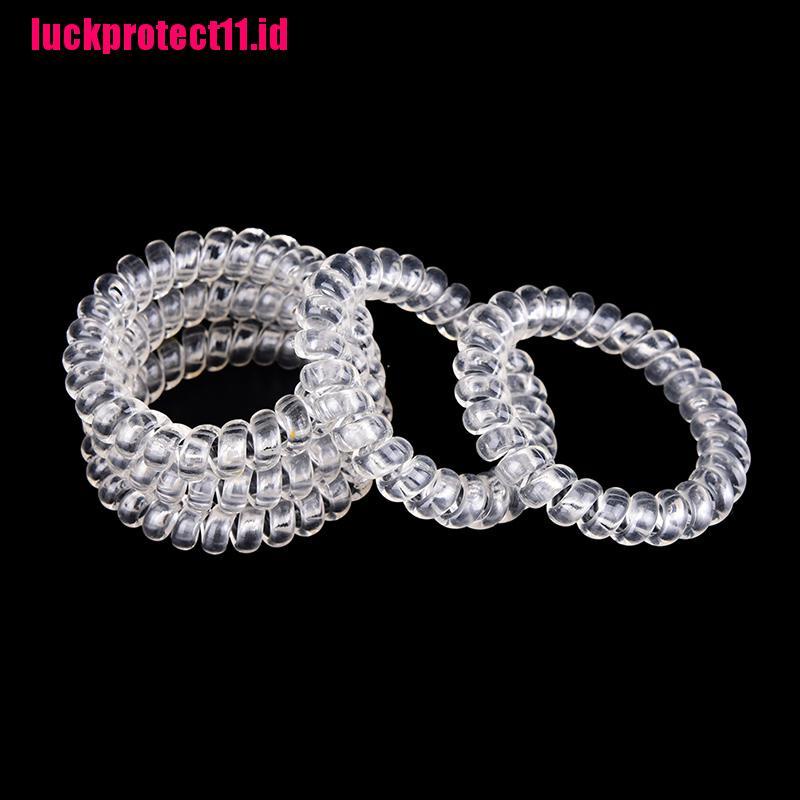 【LUCK】5pcs Lady Girl Clear Elastic Rubber Hair Ties Spiral Rubber Rope Hairband