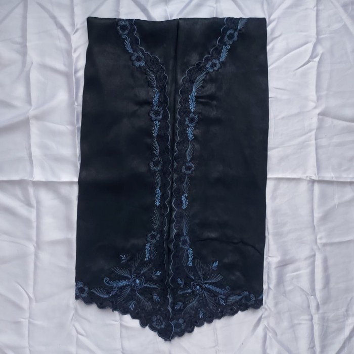 Bahan Kain Kebaya Encim Bordiran: Kain Sifon Metalik SM18 Biru Hitam