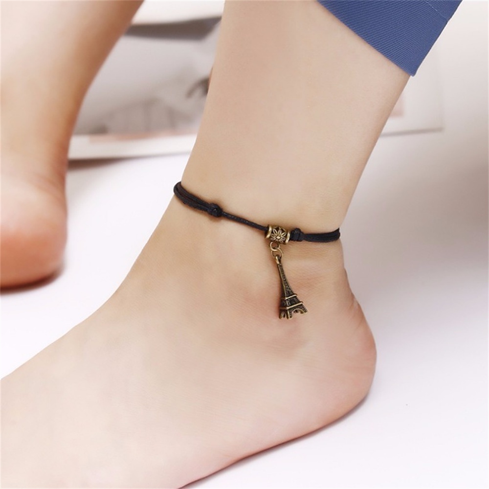 (Xijing3.My) Gelang Kaki Tali Woven Dengan Liontin Kupu-Kupu + Bunga Retro Untuk Unisex / Pria / Wanita