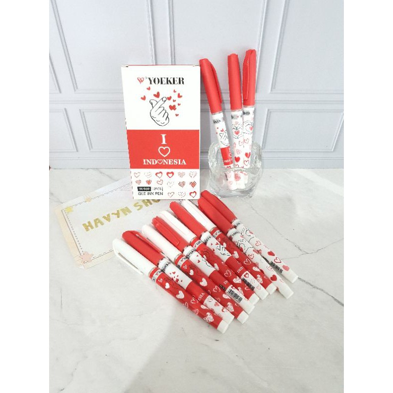 (12pc) Pen Gel Apel /Pen Ipen/Pen murah/pen gel murah/gel pen/bolpen/ballpoint apel-Indonesia